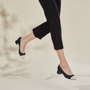VIVAIA Almond Toe Stress Free Chunky Heels Julie‎ Arch Pro 10US Black Cream